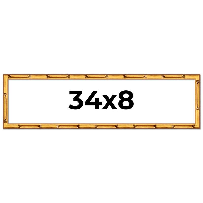 34x8 Frame Gold Bamboo Picture Frame Modern Photo Frame Includes UV Acrylic Shatter Guard Front Acid Free Foam Backing Board