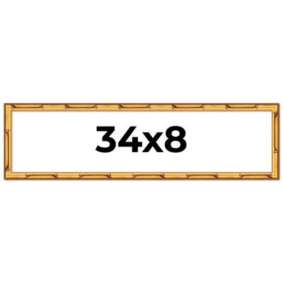 34x8 Frame Gold Bamboo Picture Frame Modern Photo Frame Includes UV Acrylic Shatter Guard Front Acid Free Foam Backing Board