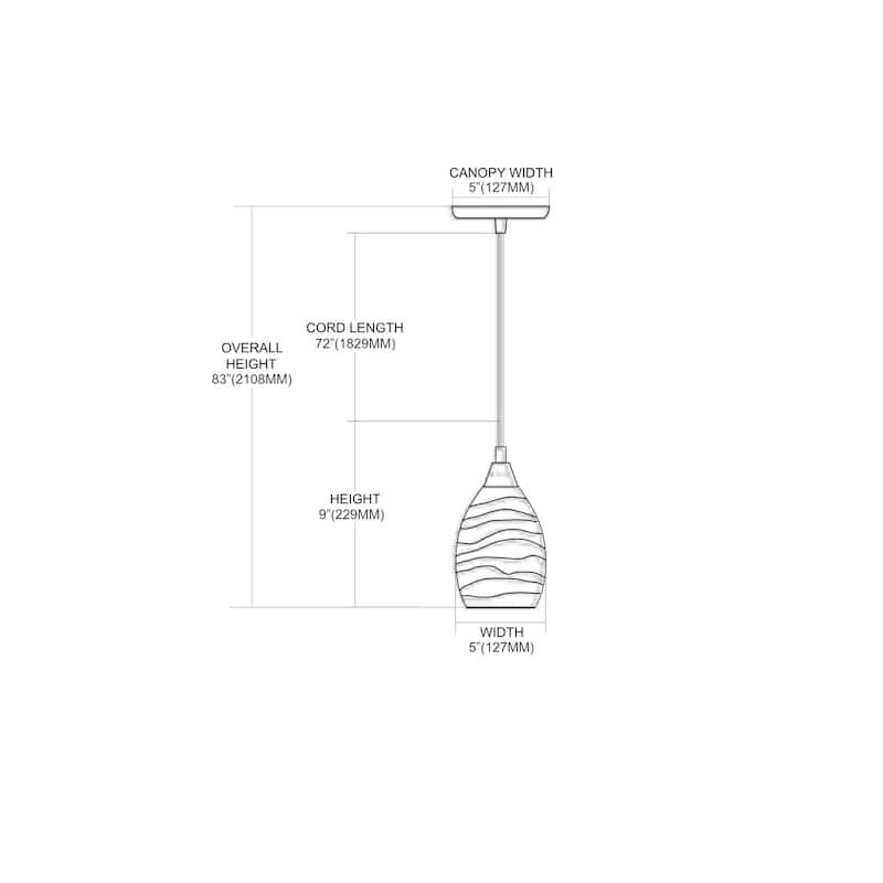 Vines 5-inch Wide 1-Light Pendant in Satin Nickel and Colored Glass - 5 in. Wide