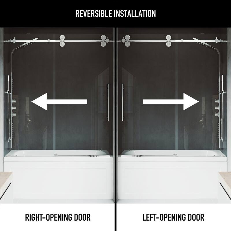 VIGO Elan 56" to 60" W x 66" H Frameless Sliding Tub Door
