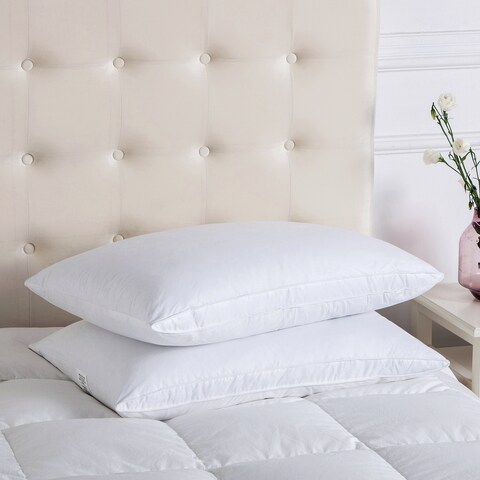 2 Pack Gusseted Goose Feather Pillows - White