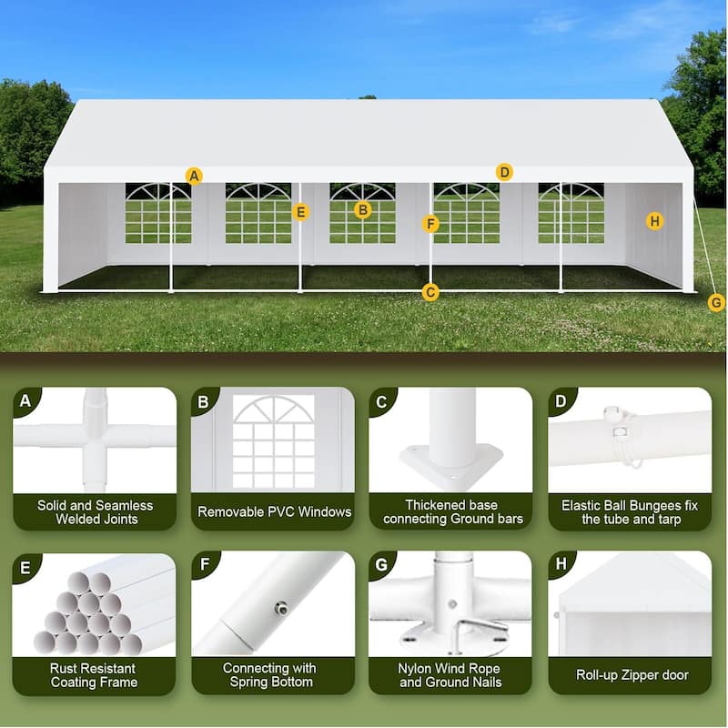 Outdoor Wedding Canopy Tents for Parties with Removable Sidewalls & 3 Storage Bags, Waterproof Gazebo Shelter