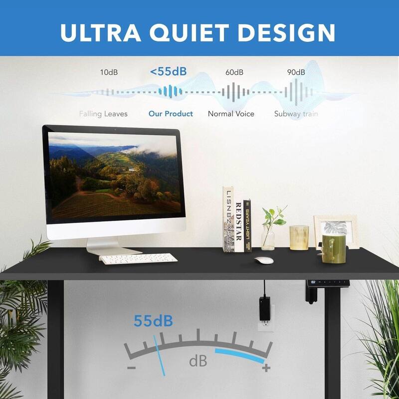 Mount-It! 55"W Electric Rectangular Adjustable Standing Desk, Black (MI-18087)