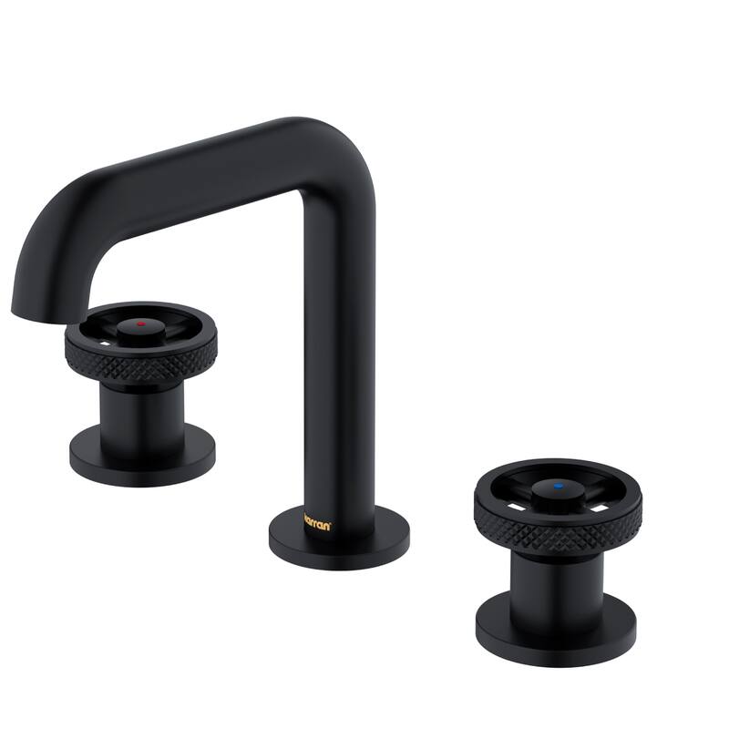 Karran Tryst KBF466 Wheel 2-Handle Three Hole Widespread Bathroom Faucet with Matching Pop-up Drain