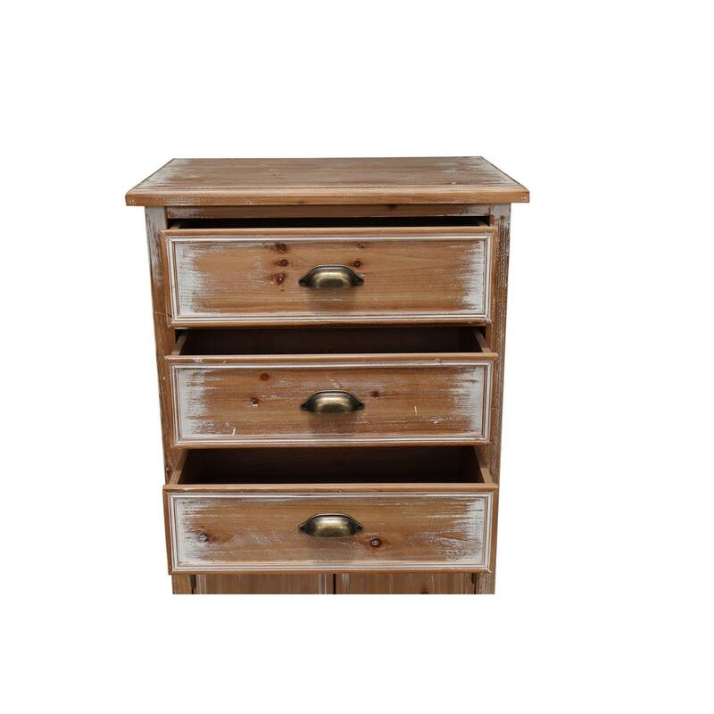 Rustic 50.79" Tall Wooden Accent Cabinet with Decorative Door and 3 Drawers