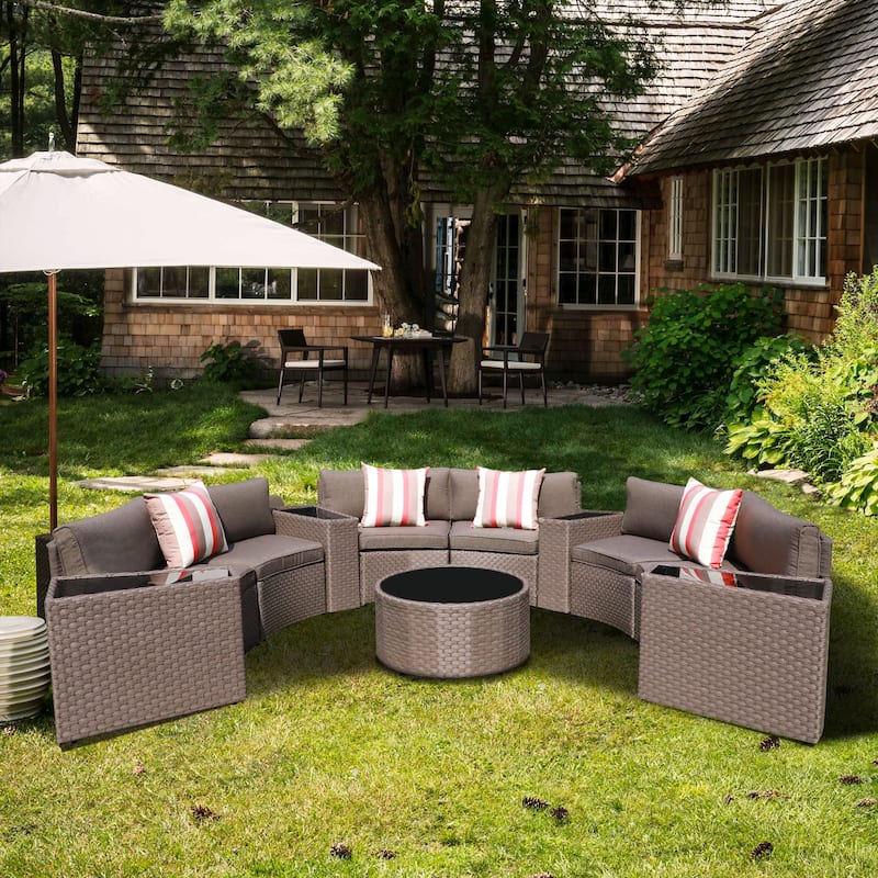 Outdoor 11-Piece Rattan Sofa Sectional Set