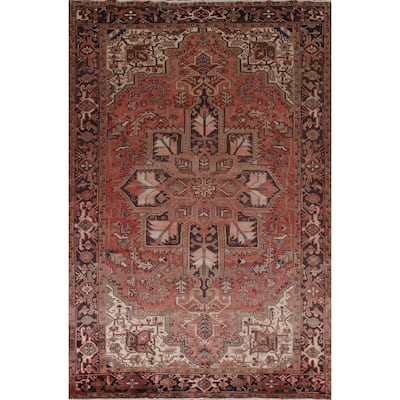Vintage Geometric Traditional Heriz Persian Wool Area Rug Hand-knotted - 7'5" x 10'7"