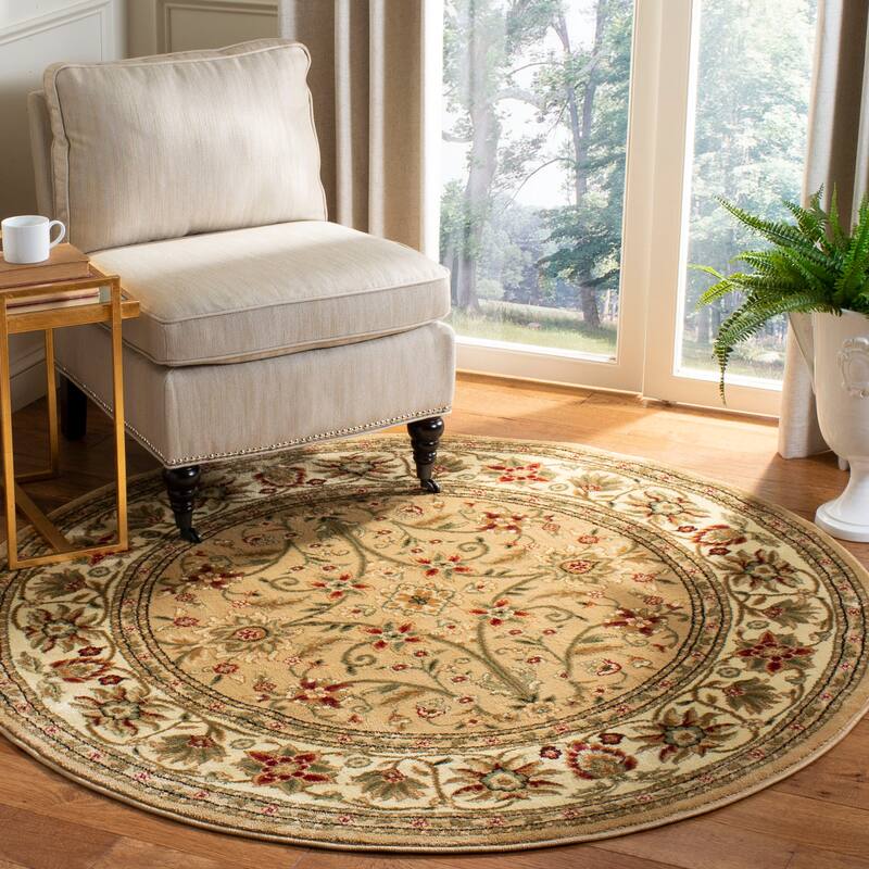 SAFAVIEH Lyndhurst Ambrogina Traditional Area Rug - 6' x 6' Round - Beige/Ivory