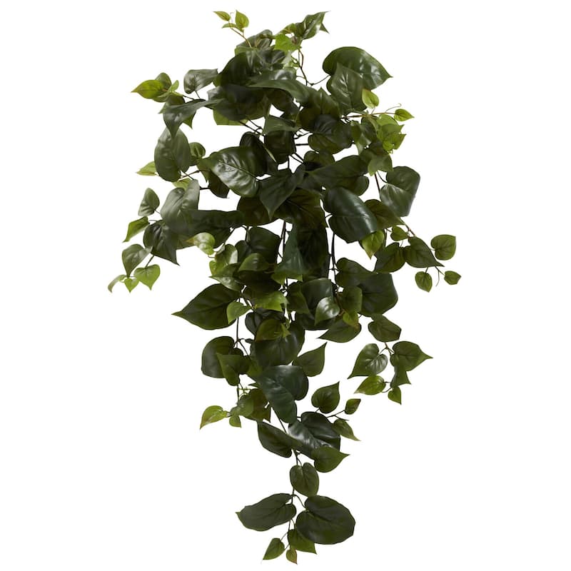 Hanging Artificial Plants Set of 3 - 34 Inch Philo Faux Foliage Decor - Green