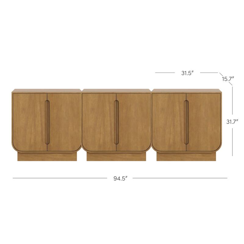 Joey Mid Century Modern Storage Cabinet, Arched Accent Cabinet with Rounded Bottom Edges and Integrated Door Pull Cutouts