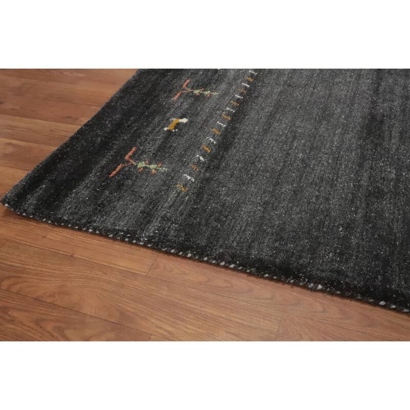 Hand Knotted Oriental 100% Wool Carpet Tribal Animal Pictorial Greys & Charcoal Gabbeh Area Rug - 7' 11'' X 4' 11''