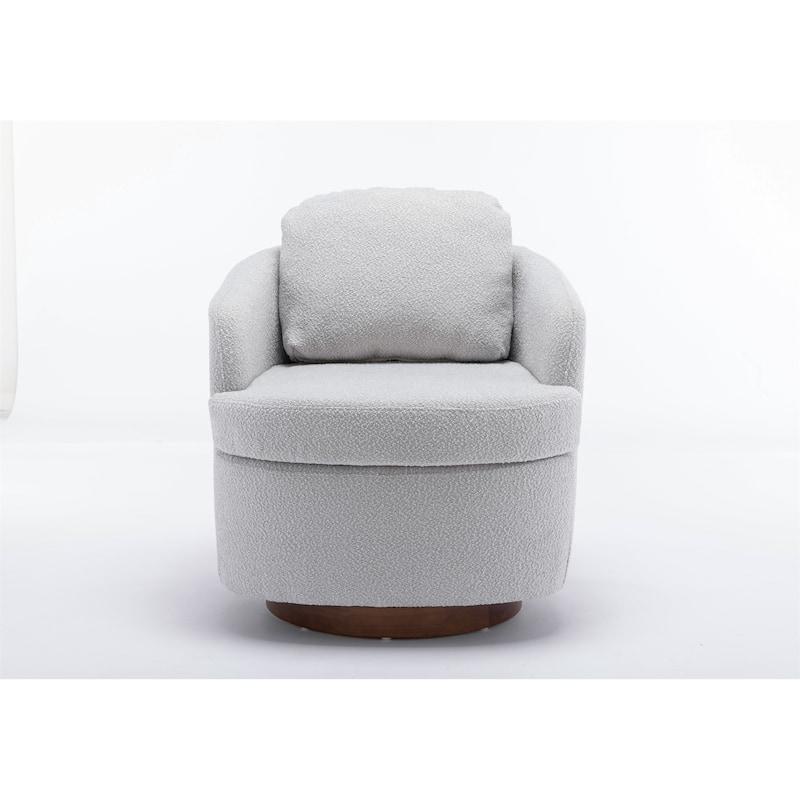 Boucle Fabric Swivel Accent Chair - Light Grey