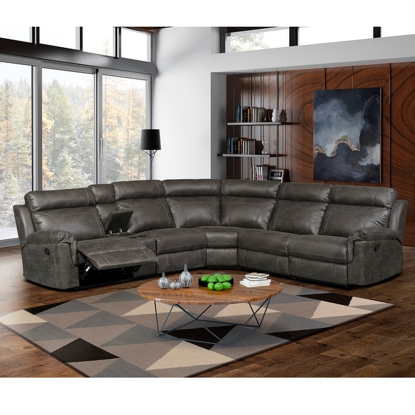 Faux leather sales reclining sectional