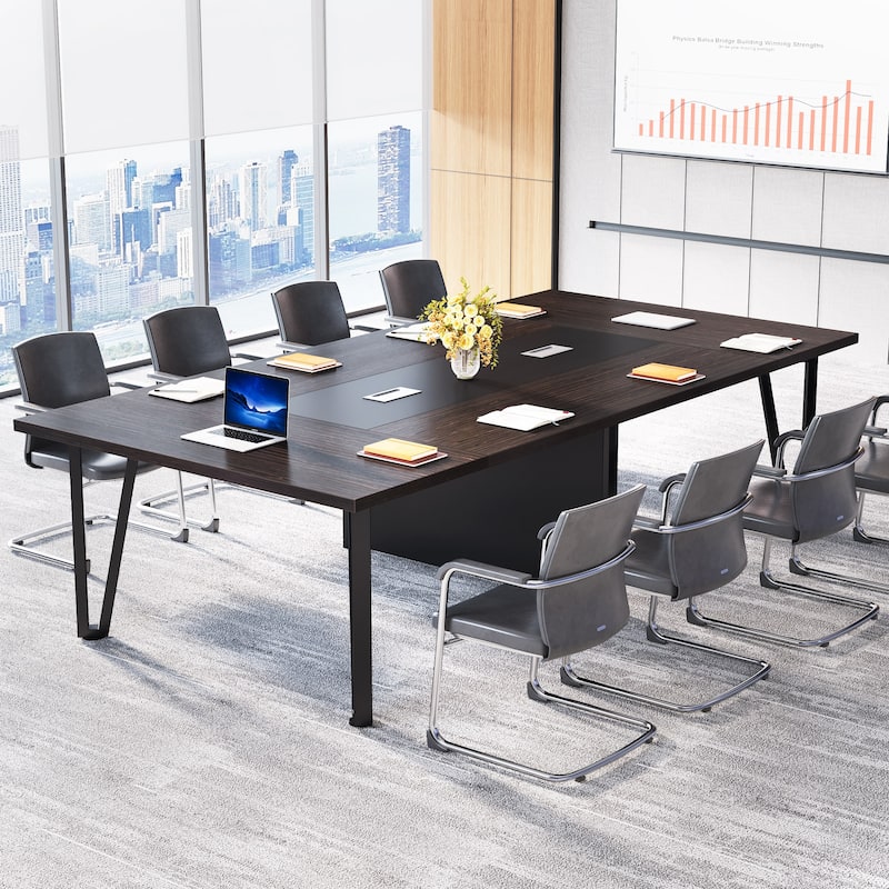 8FT Conference Table, 94.48" L x 47.24" W x 29.52" H Conference Room Meeting Seminar Table with Grommet Power Hub - N/A
