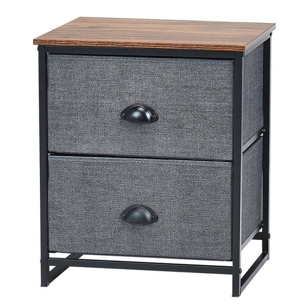 Shop Metal Frame Nightstand Side Table Storage With 2 Drawers Overstock 30088743 Black