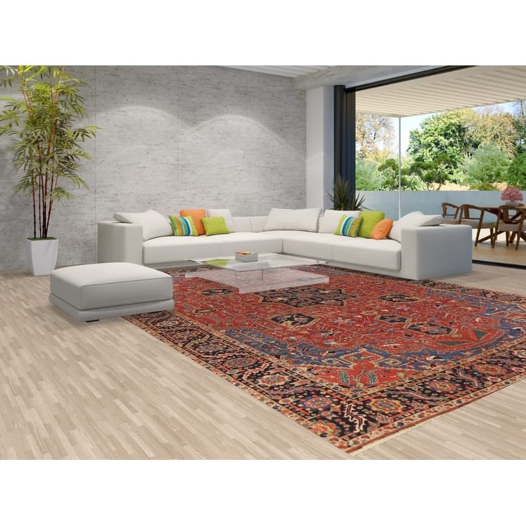 Vegetable Dye Heriz Serapi Persian Large Rug Handmade Wool Carpet - 11'2" x 14'5"