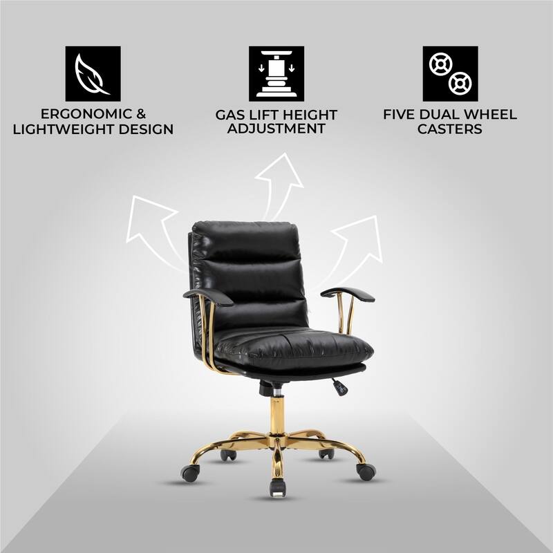 Regina Modern Executive Adjustable Office Chair Padded Leather with Tilt & 360° Swivel for Home Office Conference Work