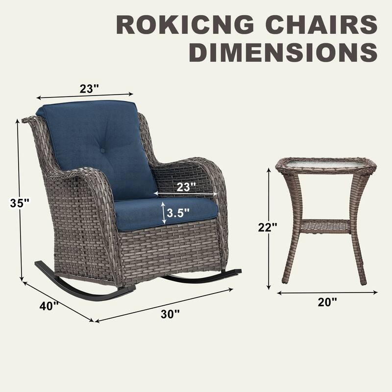 Gymojoy Patio Rocking Chair with Comfortable Cushions
