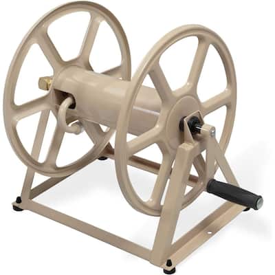 709 Steel Wall/Floor Mounted Hose Reel, Holds 200-Feet of 5/8-Inch Hose - Tan, 17.6 x 22 x 15