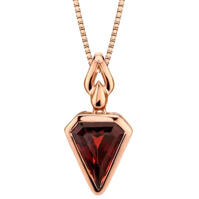 14k Rose Gold Garnet Chevron Cut Pendant 3.25 ct