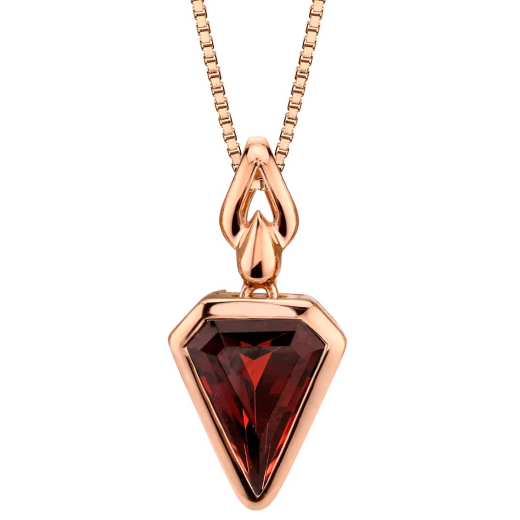 14k Rose Gold Garnet Chevron Cut Pendant 3.25 ct