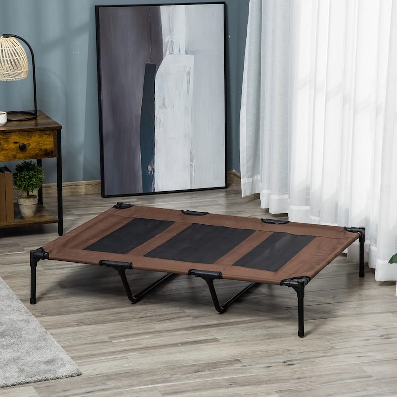48" x 36" Elevated Breathable Dog Bed Portable Pet Cot w/ Carry Bag Metal Frame Breathable Mesh Indoor and Outdoor