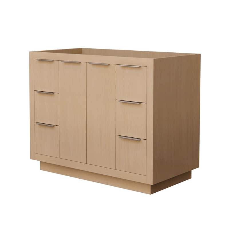 Wyndham Collection Maroni 42" Single Free Standing Vanity Cabinet Only - Light Straw / Brushed Nickel
