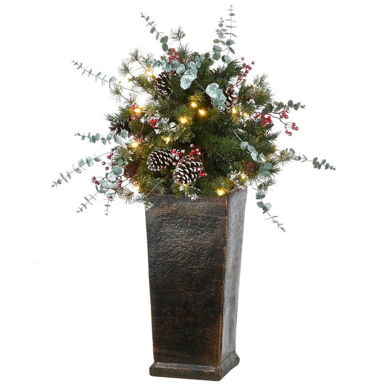 National Tree Company 3 ft. Potted Meadow Basin Tree with LED Lights - 3 Foot