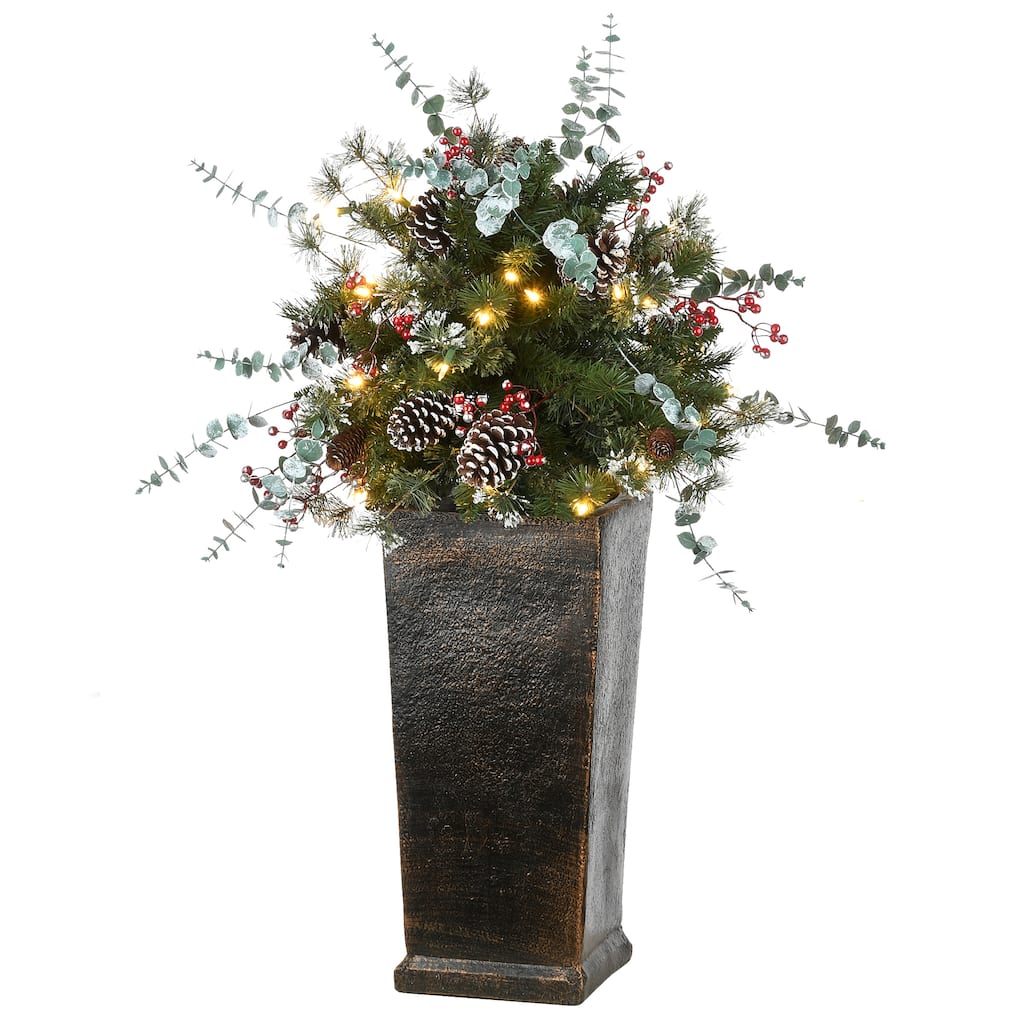 National Tree Company 3 ft. Potted Meadow Basin Tree with LED Lights - 3 Foot