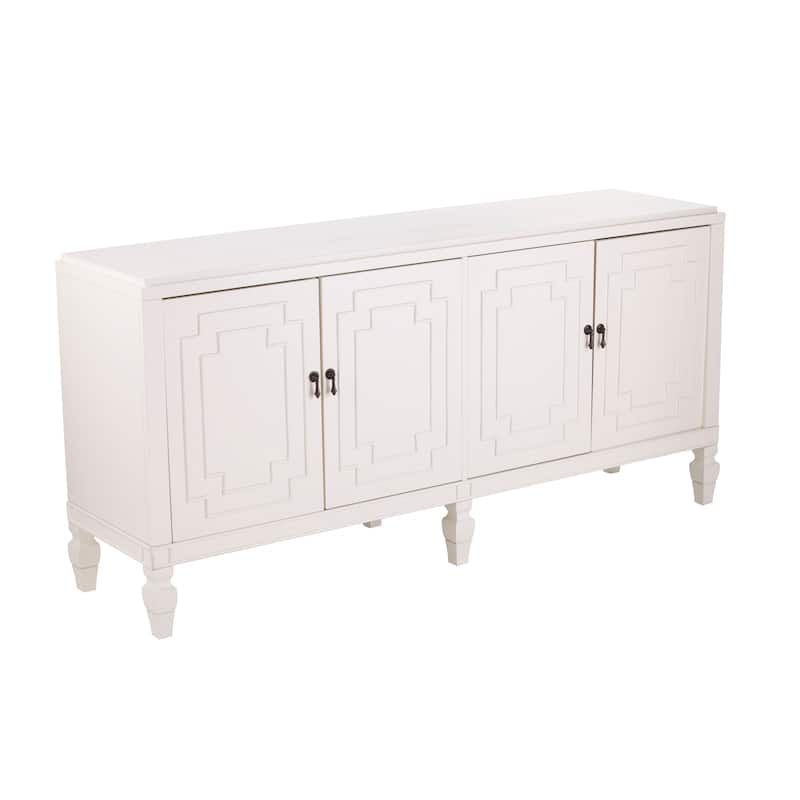 SEI Furniture Taborley Transitional 4-Door Sideboard Antique White Wood Accent Cabinet Buffet