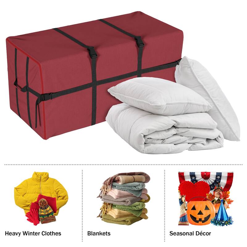 Elf Stor Red Christmas Tree Storage Bag Large 7.5 Ft Canvas Heavy Duty Zipper - Large, 7.5ft Tree