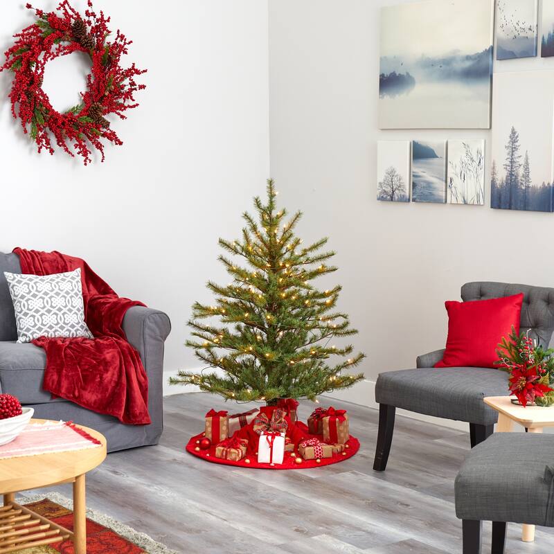 4' Vancouver Mountain Pine Christmas Tree with 100 Clear Light - Green