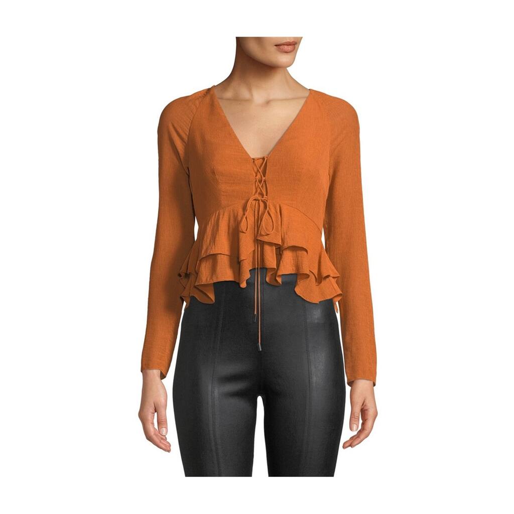 Alexis Womens Reagan Peplum Blouse,, Orange, Small