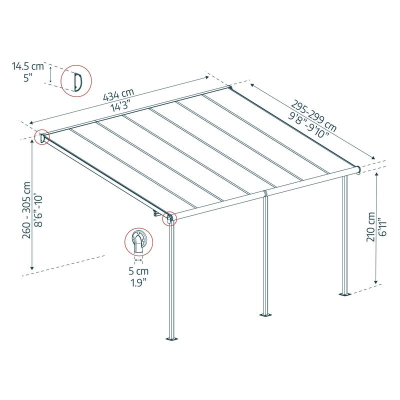 Sierra 10 ft. Gray/Gray Aluminum Patio Cover