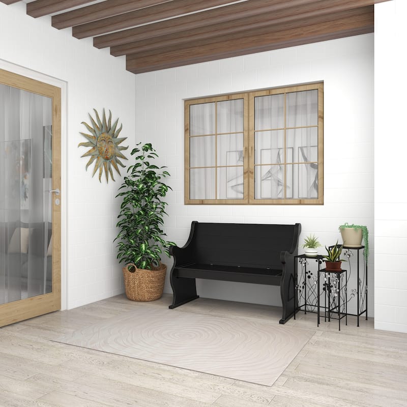 Black Wood Storage Bench with Scrolled Armrests