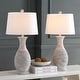 preview thumbnail 1 of 9, SAFAVIEH Lighting Bentlee Grey 30-inch LED Table Lamp (Set of 2) - 15"x15"x30"