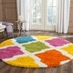 preview thumbnail 6 of 12, SAFAVIEH Kids Shag Petka Geometric Nursery Playroom 2-inch Thick Rug 6'7" Round - Ivory/Multi - Round