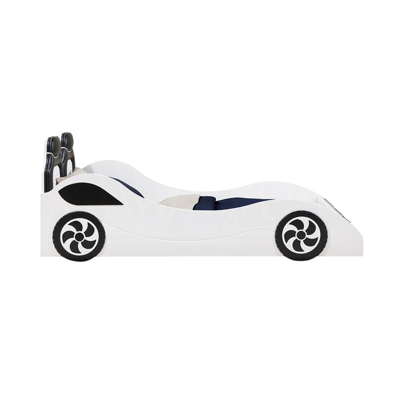 Upholstered Twin-Size Car Bed with LED
