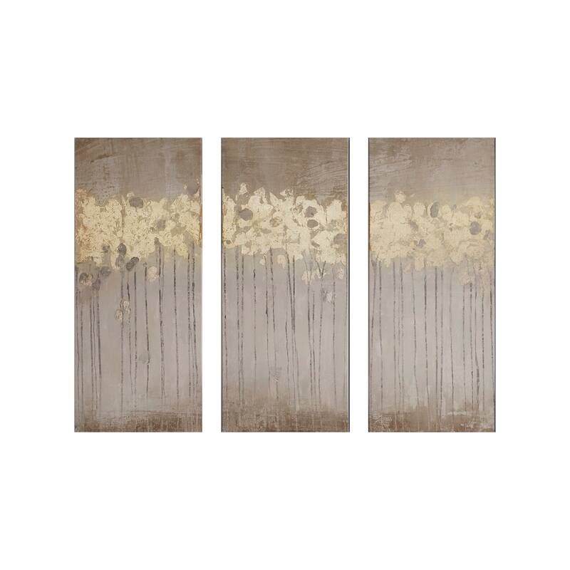 Madison Park Dewy Forest Gold Foil Abstract 3-piece Canvas Wall Art Set
