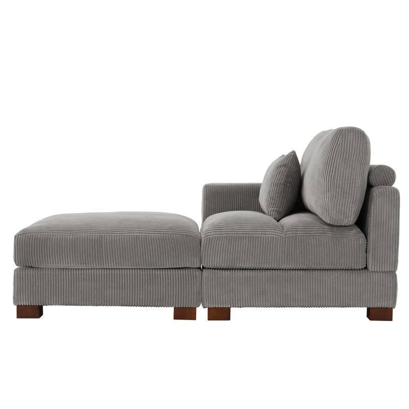 Modern 43'' Corduroy Comfy Sectional Chaise Lounge with Pillow