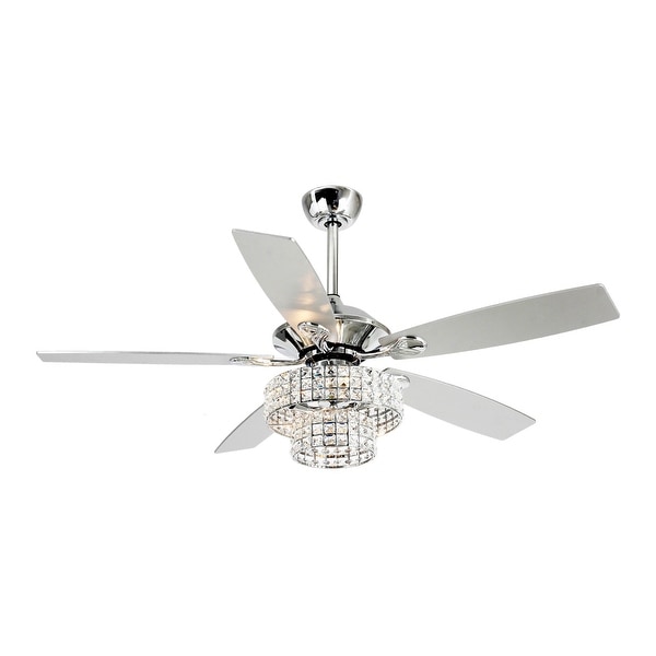 Shop 52" Chrome 5-Blade Crystal Chandelier Ceiling Fan ...