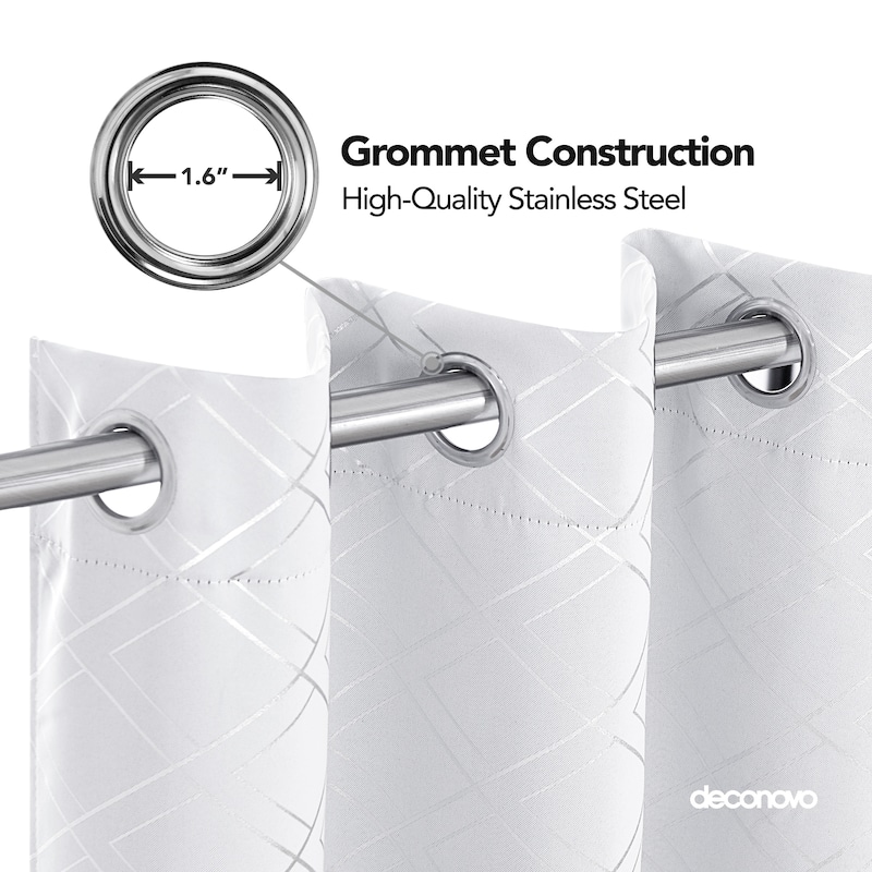 Deconovo Silver Geometric Curtain Panel Pair(2 Panel)