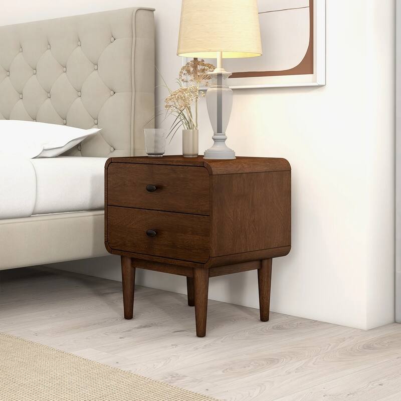 GDFStudio - Alexa Modern Mid-Century Nightstand with Solid Wood Frame & Tapered Legs