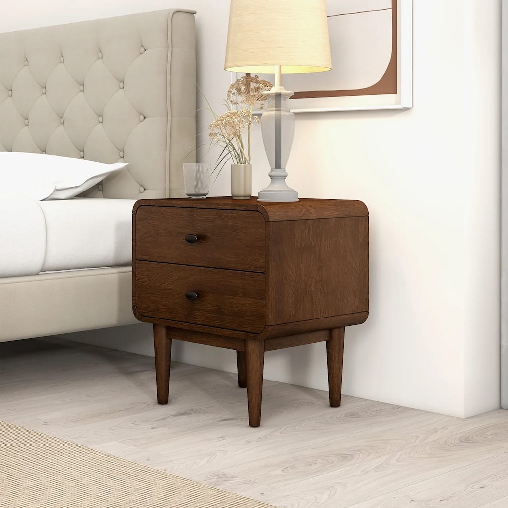 GDFStudio - Alexa Modern Mid-Century Nightstand with Solid Wood Frame & Tapered Legs