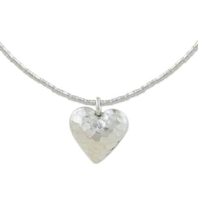 Novica Handmade Heartbeat Silver Heart Pendant Necklace