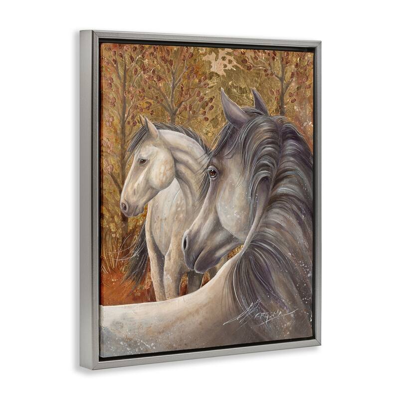 Stupell Horses in Autumnal Forest Framed Floater Canvas Wall Art Design By Jody Bergsma