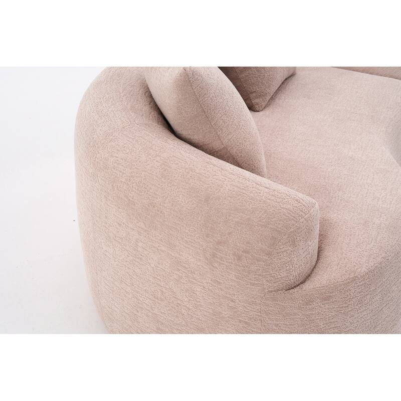 Curved Loveseat White Full Compression Sponge Sofa