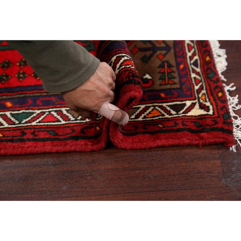 Geometric Hamedan Persian Home Decor Area Rug Hand-knotted Wool Carpet - 2'11" x 5'0"