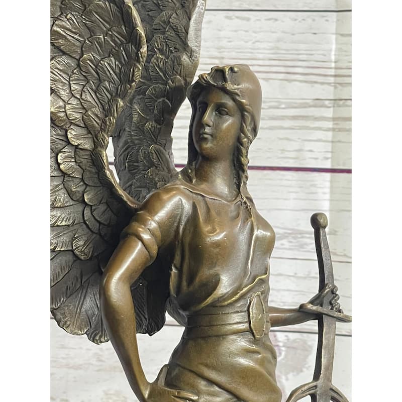 Angel With Sword Clical Bronze Statue Sculpture Signed Art Indoor Outdoor 25 Inches X 8 Inches