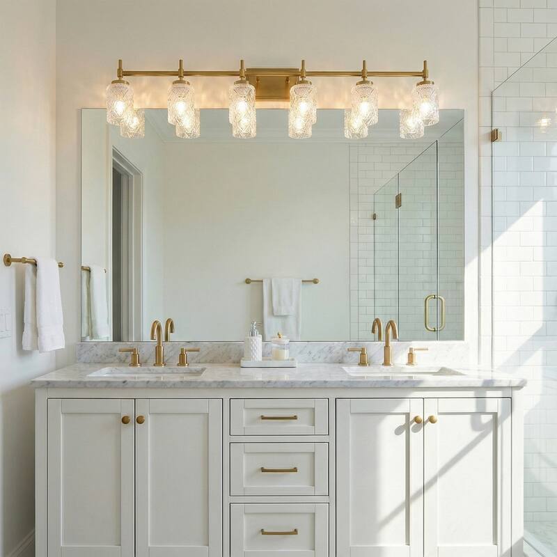 Acroma Dimmable Bathroom Vanity Light with Water Ripple Clear Shade